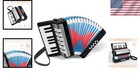 17 Key Piano Accordion  8 Bass  Celluloid Body  Black Beginner Instrument
