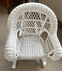 Vintage White Wicker Child Rocking Chair Cute 21    Tall