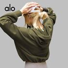 Alo Yoga Women s Hooded Sports Zipper Drawstring Hoodie Long Sleeve Top