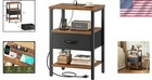 Rustic Brown Nightstand With Usb Ports And Adjustable Drawer - 3-tier Design