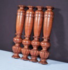 13  Set Of Four French Antique Solid Mahogany Wood Posts pillars trim Salvage