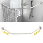 Corner Shower Curtain Rod Adjustable Stainless Steel Curved Shaped Rack Bathroom
