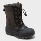 All In Motion Kids Leather Faux Fur Lace-up Ankle Winter Boots Waterproof