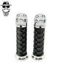 Original Lowrider Big Skull Bicycle Handlebar Grips 7 8  X 135mm     Black chrome 