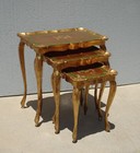 Set Of Three Vintage Florentine Gold Gilt Nesting Tables Made In Italy