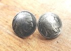 Vintage Jhb International Buttons Buffalo Nickel Silver Tone 1936 Date 3 4  Pair