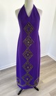 Vintage 1960s 60s Handmade Purple Beaded Halter Dress Xs Mod Gogo 