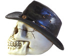 Skull With Cowboy Hat Figurine Statue Skeleton Halloween