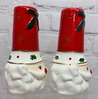 Vtg Christmas Santa Head Candle Holders Commodore Japan Kitschy 50s Cracked