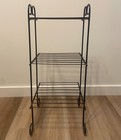 Vintage Mid Century Modern Black Metal Wire 3 Tier Plant Stand Table - 28  Tall