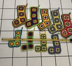 Handmade Crochet Granny Square Christmas Stockings Lot Of 9 Colorful 2 Sizes