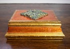 Vintage Italian Florentine Large Gold  Orange   Blue Hinged Box