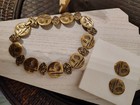 Vintage Unique Goldtone  Circle Tribal Necklace W Earrings