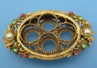 Vintage Florenza Signed Gold Gilt Rhinestone Faux Pearl Jeweled Lipstick Holder