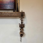 Vintage Bolivian Miners Oil Lamp Handmade Canary Iron Pick Shovel Cross Folk