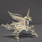 Vintage Hand-blown Art Glass Unicorn Figurine With Blue Heart Accent