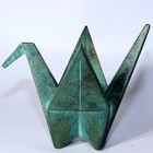 Japanese Saegusa Sotaro Cast Iron Origami Crane Incense Burner Ornament Signed