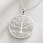 16   2  Rhodium Plated Tree Of Life Necklace