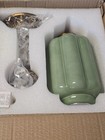 Vintage Green Glass Wall Sconce Art Deco Antique Gold Vanity Light Lamp Led Bulb