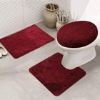 3 Piece Bathroom Rug Set Shaggy Soft Non-slip Bath Mats Solid Color Floor Mat Us