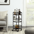 Mainstays 32  3-tier Rolling Round Kitchen Storage Bar Cart  Black New Upgrade 
