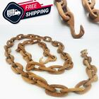 2 Pcs Vintage Wooden Chain Rare Carved Wood Folk Art Sculpture Carving 39   