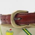 Masters Golf Belt Mens Size 42 100 Leather Trim Green Yellow Brown Logo