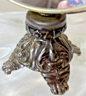 Vintage Vanity Makeup Mirror Double Sided Magnifying Ornate Silver Metal Stand