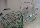 Lot Of 4 Vintage Wire Egg Baskets Coated Metal Bail Handle Primitive Farmhouse