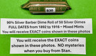 Barber Silver Dimes Lot Roll 50 Full Date 1892-1916 Pdo Coins Lot  b30