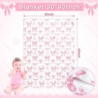 Baby Pink Bow Crib Bedding Set 3 Pcs Crib Set Baby Blanket  Fitted Sheet  Pil   