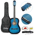 Blue Acoustic Guitar W case  Strap  Tuner   Pick Steel Strings Right-handed User