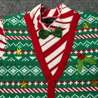 Blizzard Bay Ugly Christmas Sweater Men s Large Green Candy Cane Bow Tie