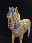 Vintage Rattan Horse Statue Textured Wicker Horse Figurine Decorative