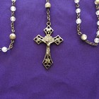 Vtg  Sterling Silver Crucifix Cross Inri Bead Rosary 2  Pendant