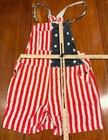 American Flag Men s Overalls Shorts Xl Jumpsuit Adjustable Straps Red White Blue