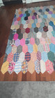 Antique Hand Pieced   Hand Stitched Feed Sack Quilt Top 84  X 72 