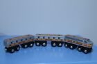 Circo Wooden Railroad Train Silver Cars Set Of 3 Magnetic Brio Thomas Compatible