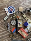 Vintage Junk Drawer Lot Pins Military Watch Buttons Matches Harley Metals