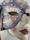 Vtg 1992 Clay-art Sf Usa Ceramic Mask W ribbon Woman Flower Face Adult Size