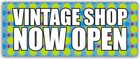 Vintage Shop Now Open Advertising Banner Vinyl Sign Collectible Coin Ancient