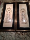 Pair Of Antique French Lithographs Signed By Artist 20  X 9  Black   Gold Frames