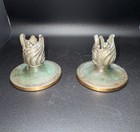 2 Carl Sorensen Bronze Art Deco 1930s-1940s Candlestick Holders Signed