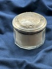 Antique Art Nouveau Sterling Silver Vanity Jar   Cut Glass Powder Box Early 1900