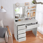 Vanity Set With Led Lights Makeup Desk Dressing Dresser Desk Table With 5 Drawer