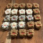Vintage Mini Flocked Teddy Bear Lot 23 Brown White Gray Red Bow Tie Fuzzy Craft