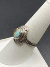 Southwestern Sterling Silver Turquoise Ring - Size 8 1 4
