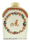 Antique Chinese Qianlong 18th Century Floral Porcelain Tea Caddy Monogramed M