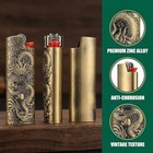 Lighter Case Cover Cases Holder Metal Sleeve Vintage Dragon Engraving For Size 