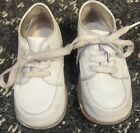 Vintage Hard Bottom Baby Shoes Stride Rite White Leather High Tops Lace Up 4d
